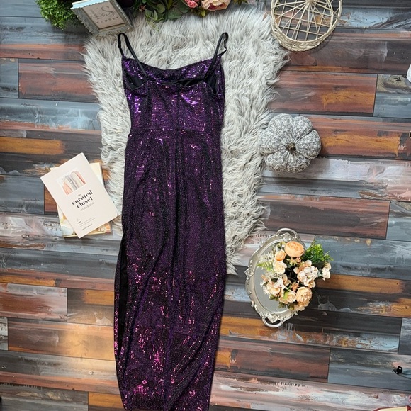 Glow Goals Purple Sequin Maxi Dress - Picture 11 of 13